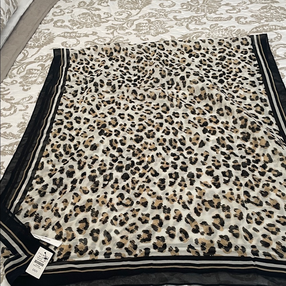 Talbots Black and Tan Animal Print Throw. New With Tags